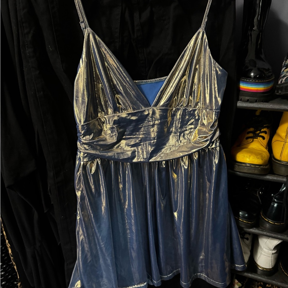 Cider Metallic Blue/Gold Colorshift Romper